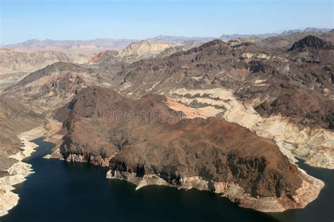 Lake Mead Reservoir In The Grand Canyon With Drought Visible Stock