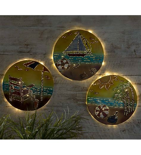 Lighted Nautical Metal Wall Art Sailboat Wind And Weather