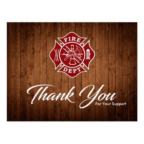 Firefighter Fire Dept Thank You Postcard
