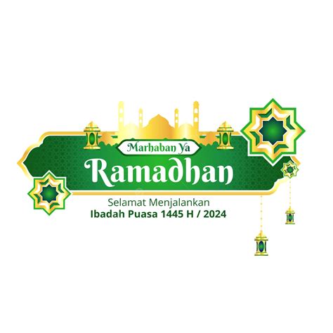 Greeting Card Marhaban Ya Ramadhan 2024 With Mosque And Lantern Vector