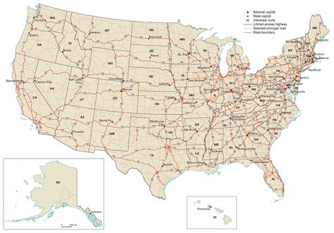 Us Road Map Interstate Highways In The United States