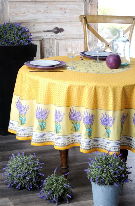 Lavandine Yellow Acrylic Cotton Coated French Provence Tablecloths