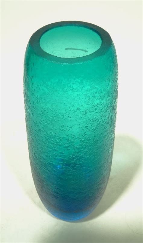 Mcm Sommerso Corroso Venetian Murano Glass Blue Vase From Collectors
