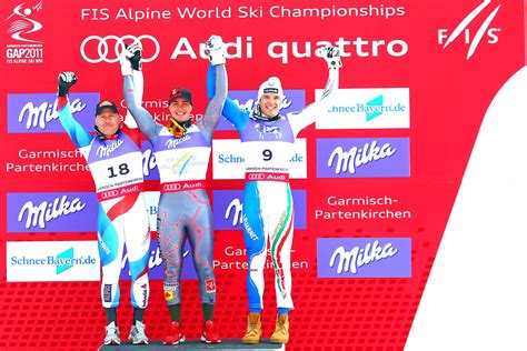 Für eine medaille reicht es dennoch nicht. 2011-02-12 Ski WM Garmisch Partenkirchen - Abfahrt Herren ...