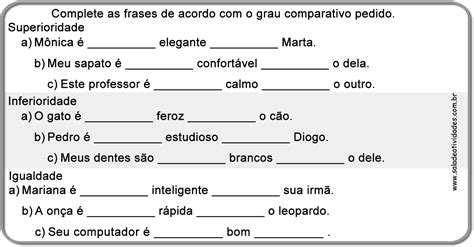 Grau Do Adjetivo Exerc Cios Modisedu