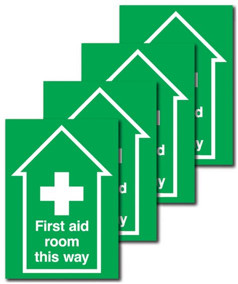 4 Pack Anti Slip Floor Signs First Aid Room This Way Seton