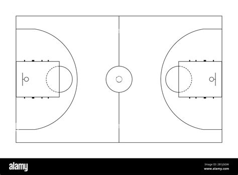 Basketball Court Black And White Sports Ground Top View Stock Vector
