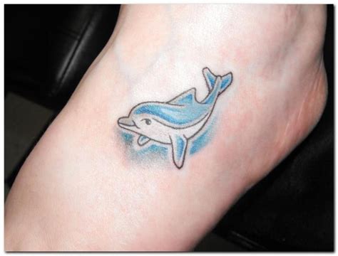 Cute Blue Dolphin Tattoo On Foot Tattooimagesbiz