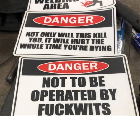 Funny Workplace Safety Warning Stickers