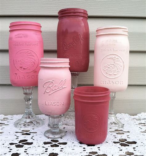Shade Of Pink Vintage Mason Jars Instant Collection Etsy