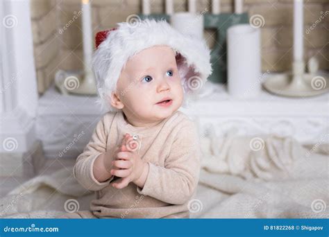 Photo Of Cute Baby In Santa Hat Stock Photo Image Of Claus Adorable