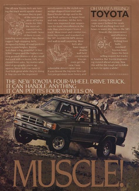 1984 Toyota 4x4 Truck Ad MUSCLE Vintage Pickup By AdVintageCom Toyota