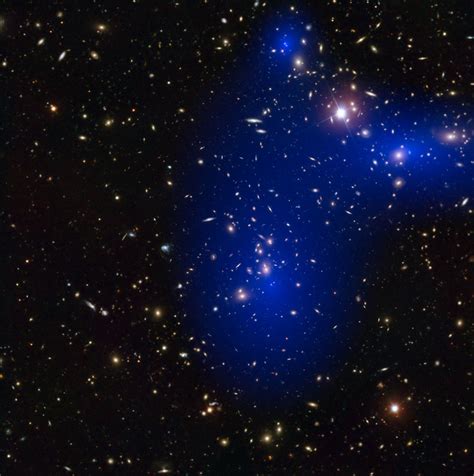Esa Science And Technology Galaxy Cluster Abell 2744 With Dark Matter Map