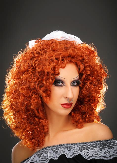 Womens Deluxe Rocky Horror Magenta Curly Auburn Wig D12303 RH