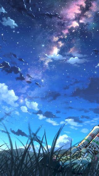 Anime Girls Night Sky Scenery Clouds Stars 3840x2160 Wallpaper