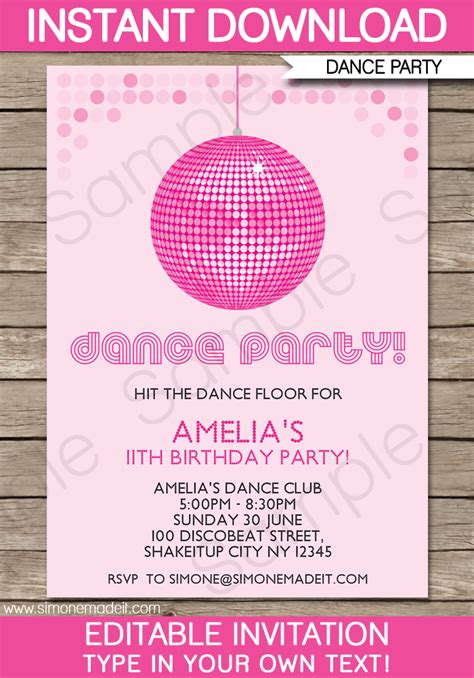 Another type of invitation template is that for christmas parties. Dance Party Invitations Template | Birthday Party