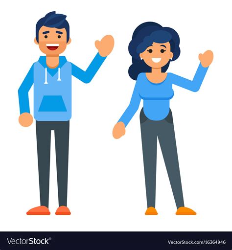 Happy Characters Man And Woman Royalty Free Vector Image