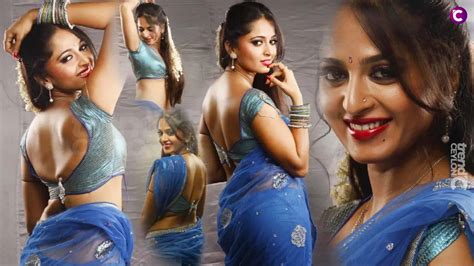 stunning photos anushka shetty in blue saree from vaanam