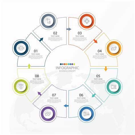 Basic Circle Infographic Template With 8 Steps Process Or Options