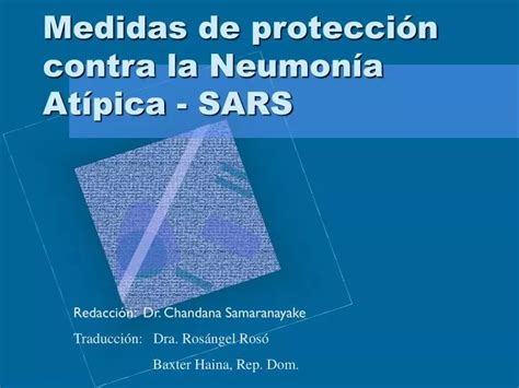 PPT Medidas de protección contra la Neumonía Atípica SARS