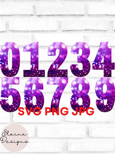Purple Sparkle Numbers Purple Glitter Number Wedding Instant Download