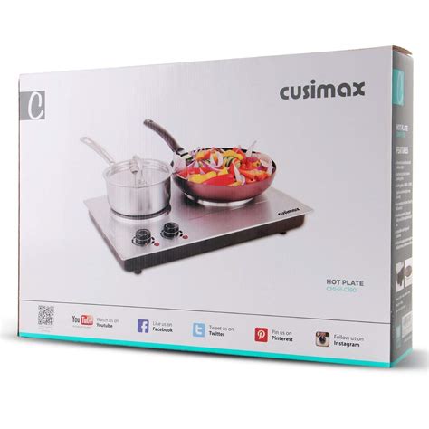 Cusimax 1800w Double Hot Plate Stainless Steel Silver Countertop