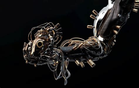 Обои фантастика робот рука арт сердц Vladislav Ociacia Robotic