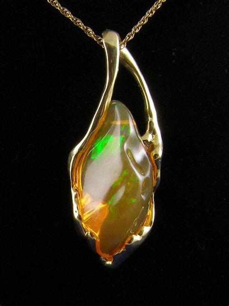18k Gold Mexican Fire Opal Pendant 391 Opal Pendants Gemstones