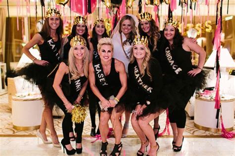 Picture Of Black Pink And Gold Bachelorette Party In Las Vegas 21