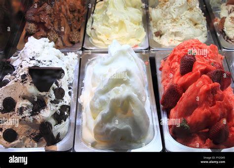 Different Flavors Of Italian Ice Cream Stock Photo Alamy