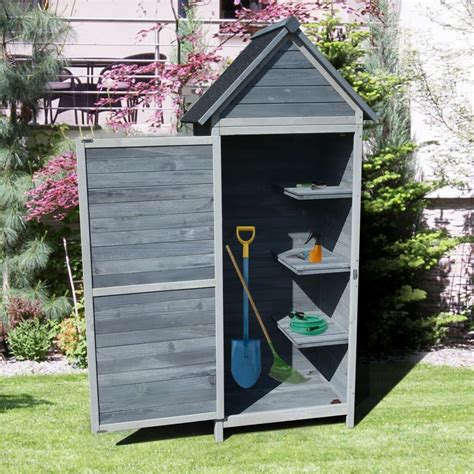 Outdoor Wooden Storage Shed Yard Garden Tools Cabinet Slim House Sentry