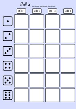 Roll A Dice Game Template By Artsy Ivie TPT