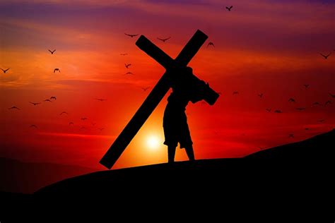 Hd Wallpaper Silhouette Of Person Carrying Cross Jesus Faith