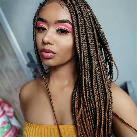 Thickest And Craziest Jumbo Box Braids Styles For Dark Women Jumbo Box Braids Jumbo Box