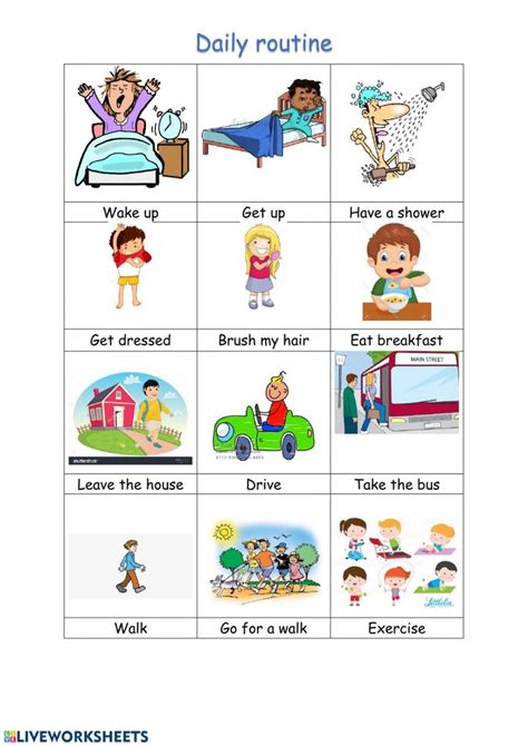 Daily Routine Daily Routines Worksheet Pdf Kids English Daily Daily