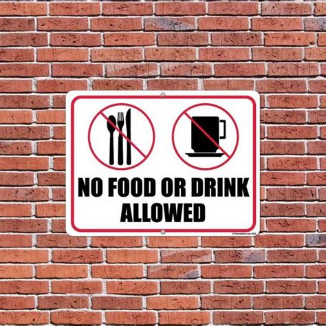 Post no food or drink signs in your facility to maintain hygiene and avoid contamination. No Food or Drink Allowed Sign or Sticker - #6