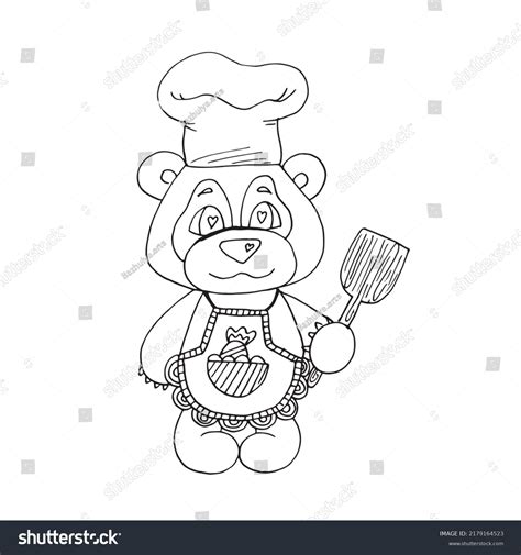 Cute Teddy Bear Cook Coloring Book Stock Vector Royalty Free