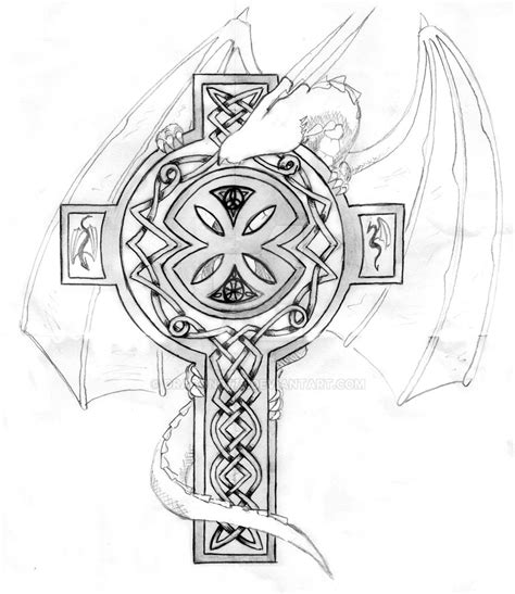 Dragon On Celtic Cross By Dragon0779 On Deviantart