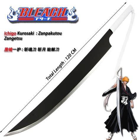 Bleach Ichigo Kurosaki Zanpakuto Zangetsu Cosplay Wooden Sword Entertainment J Pop On