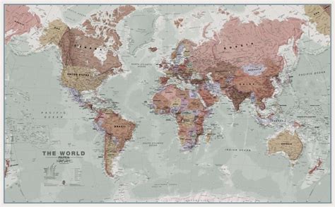 Large Executive World Wall Map Political Laminated Sexiz Pix