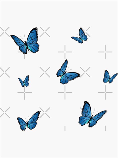 Light Blue Butterfly Sticker For Sale By Dezzidros Redbubble