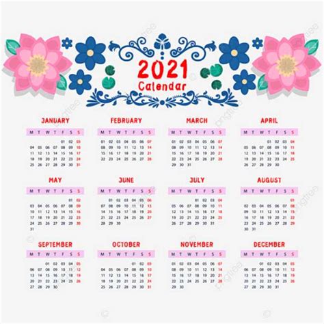 Calendario 2021 En Vectores Para Editar O Descargar E Imprimir