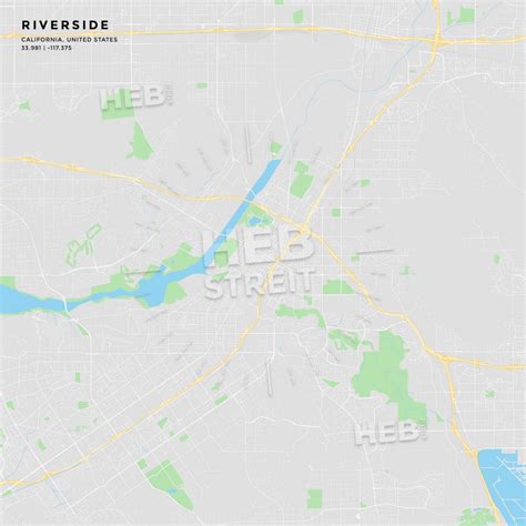 Empty Vector Map Of Riverside California Usa Printable Road Map