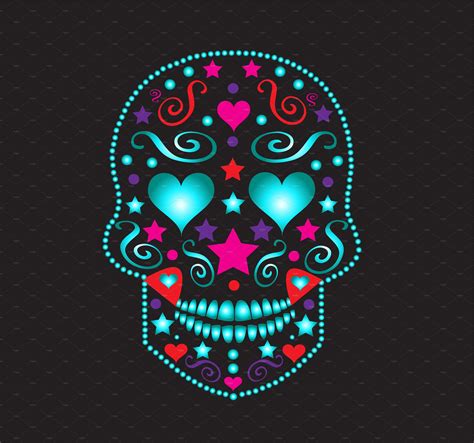 Skull With Heart Eyes Neon Color Skull Wallpaper Skull Art Sugar