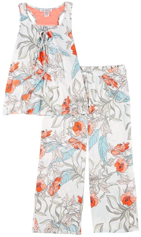 Linea Donatella Womens Tropical Floral Pajama Capri Set Ebay