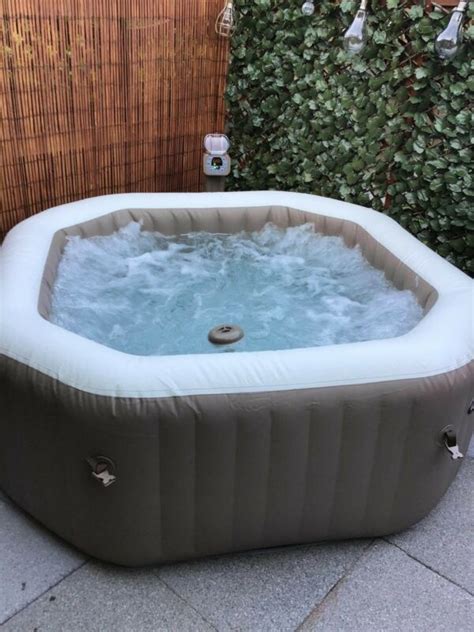 Intex Octagonal Pure Spa 4 Person Bubble Therapy Inflatable Hot Tub