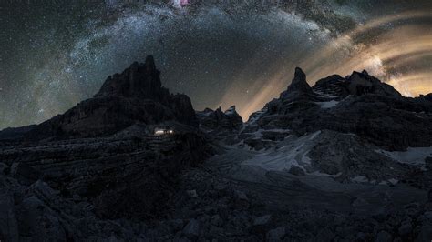 1366x768 Dolomites Mountains Milky Way 1366x768 Resolution Wallpaper