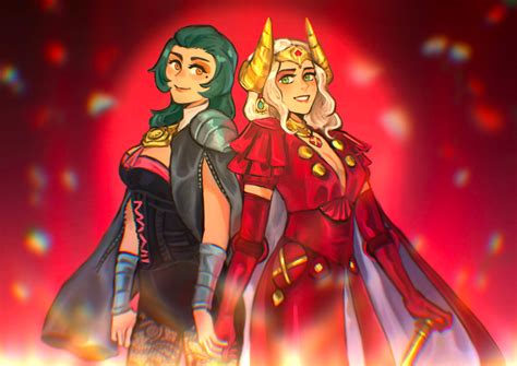 Manuela And Dorothea Performing On Stage As Byleth And Edelgard Commission By Sethkiell