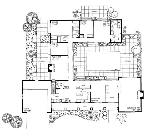 Courtyard Ranch Plan Courtyard House Plans Ranch Style House Plans