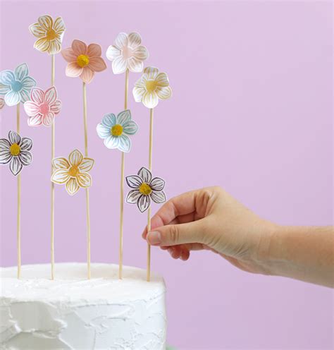 Stamped Paper Flower Cake Topper